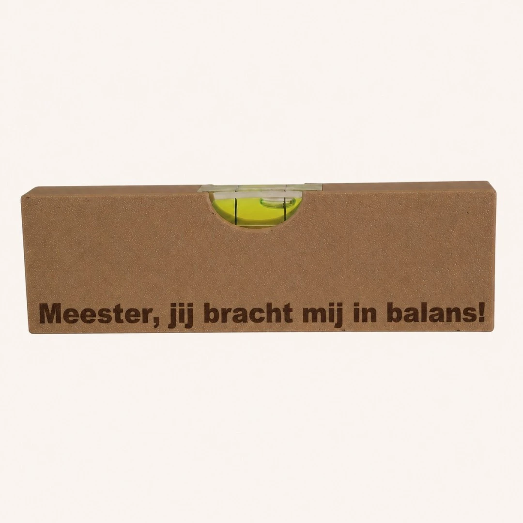 Waterpas met flesopener (Meester, jij bracht mij in balans!, Productfoto's)